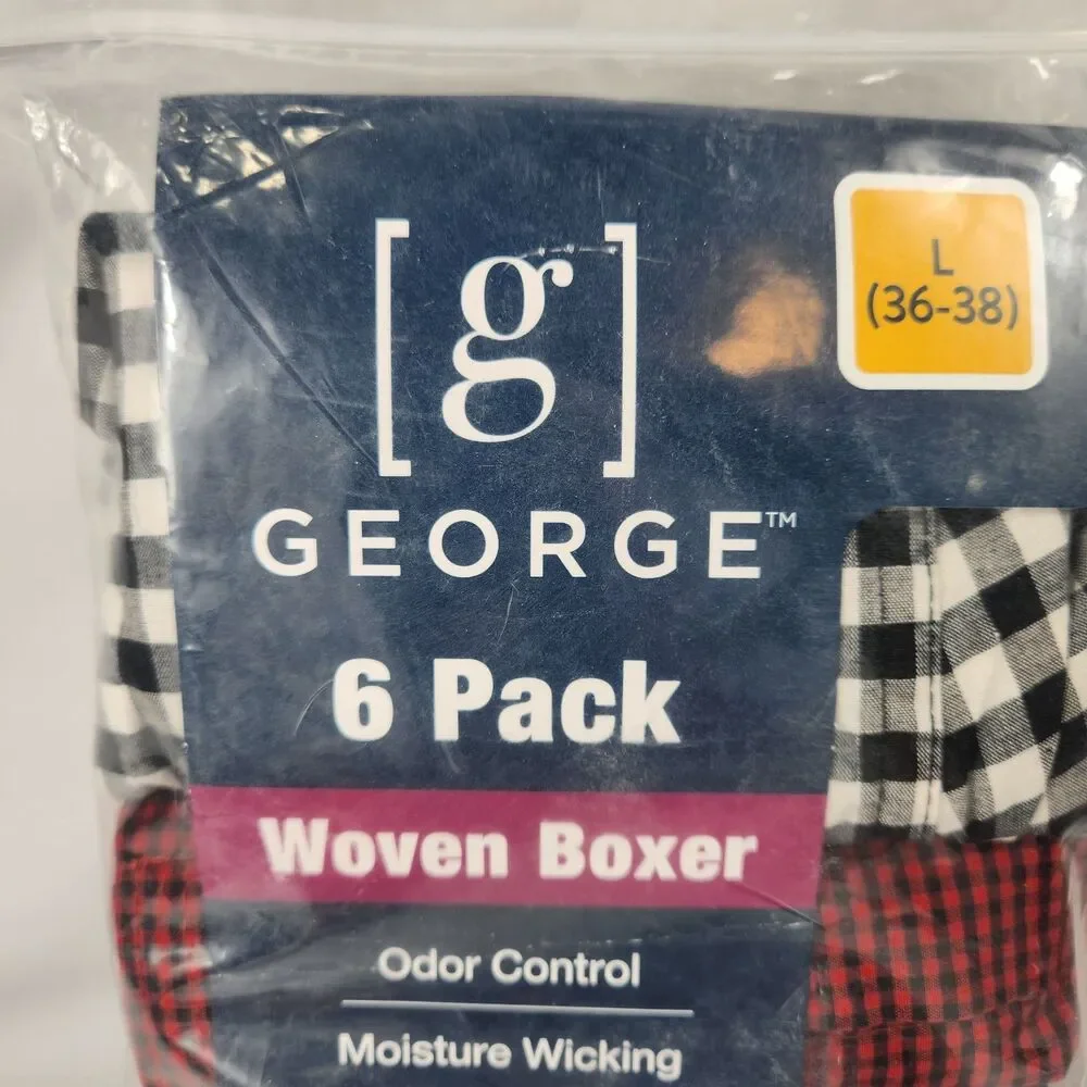 George Men's Woven Boxers 6 Pack Size Large 36-38 - New Missing 1